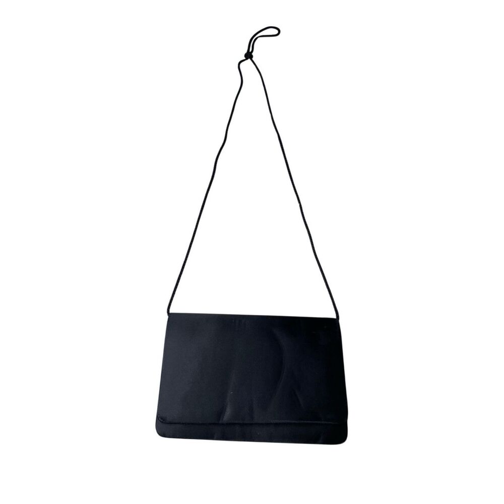 Vintage Black Satin Mini Shoulder Bag Y2K Evening Crossbody Purse Goth Style